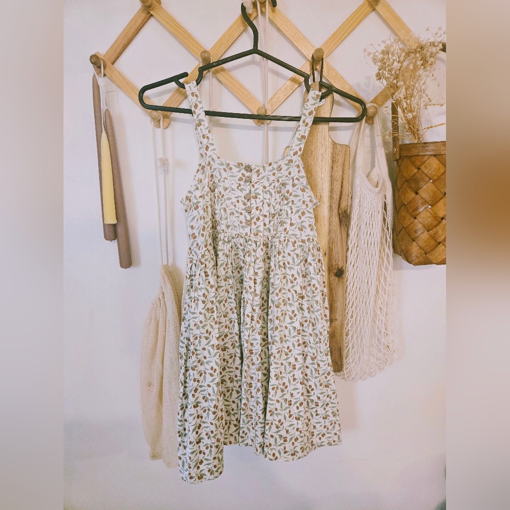 Rylee + Cru Girl's Cream and Brown Floral Dress size 8-9y